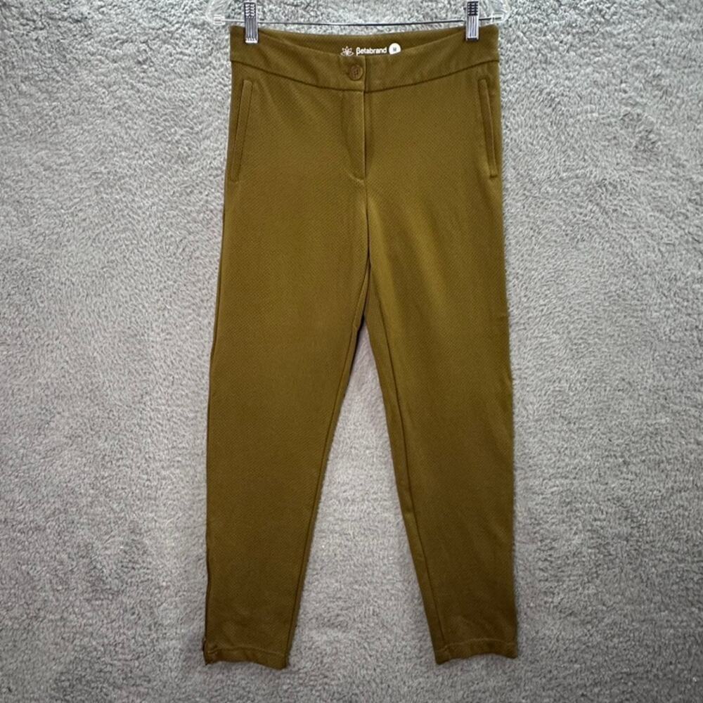 Betabrand Women's Medium Brown Yoga Dress Pants Stretchy Zip Ankles Comfort